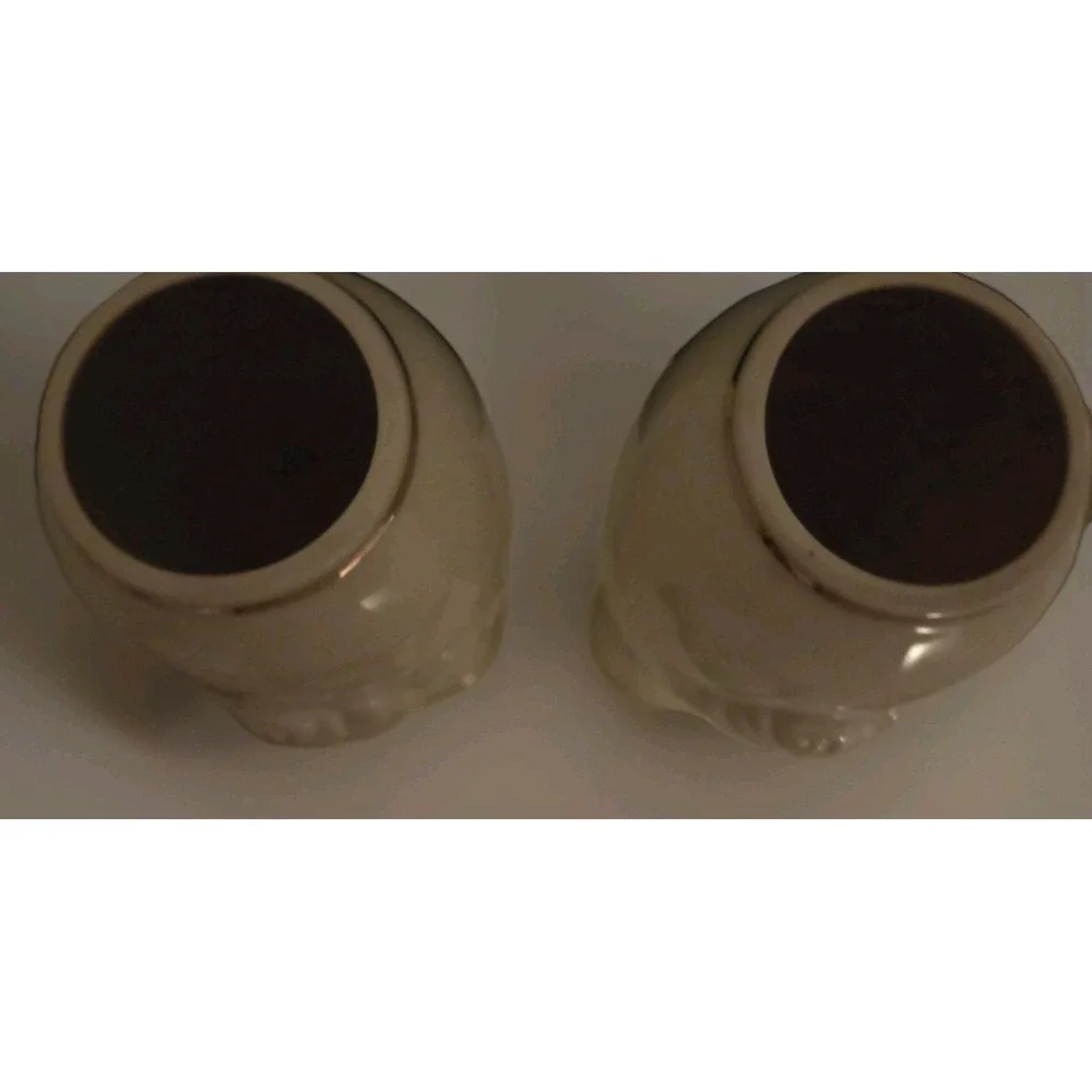 2 Lenox Ivory Porcelain Bud Vase Raised Rose & Ribbon Design Gold Trim‎